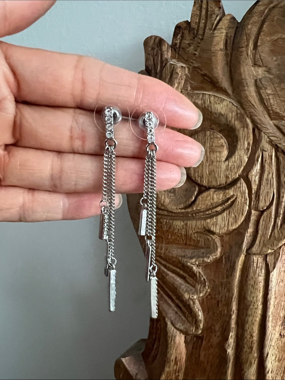 Sleek Silver Chain Drop Earrings